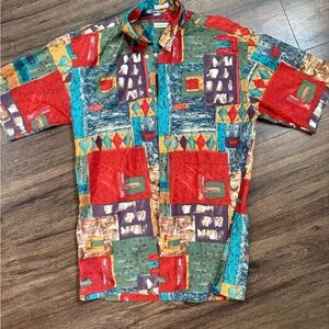 Burmas Bibas Vibrant Abstract Men's Button Down Shirt